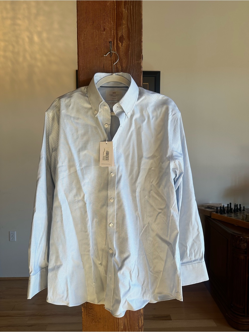Men's Light Blue Pinstripe Dress Shirt by Hawes & Curtis NWT